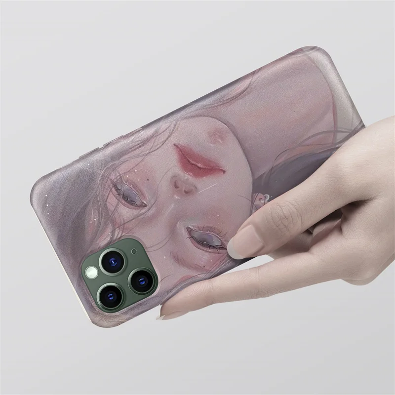 

Color Painting Beauty Girl Soft TPU Cute Phone Case For iPhone 12 11 XS XR X Pro MAX 8 7 6S 6 Plus SE 2020 Protective Shells