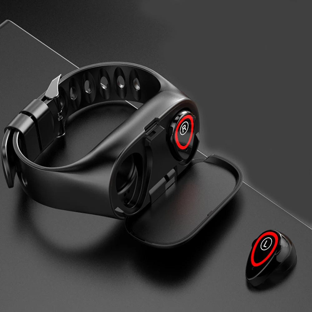 Docooler 2-в-1 спортивные Смарт-часы наушники-вкладыши TWS Bluetooth Беспроводной наушники сердечного ритма крови Давление напоминание смарт-браслет