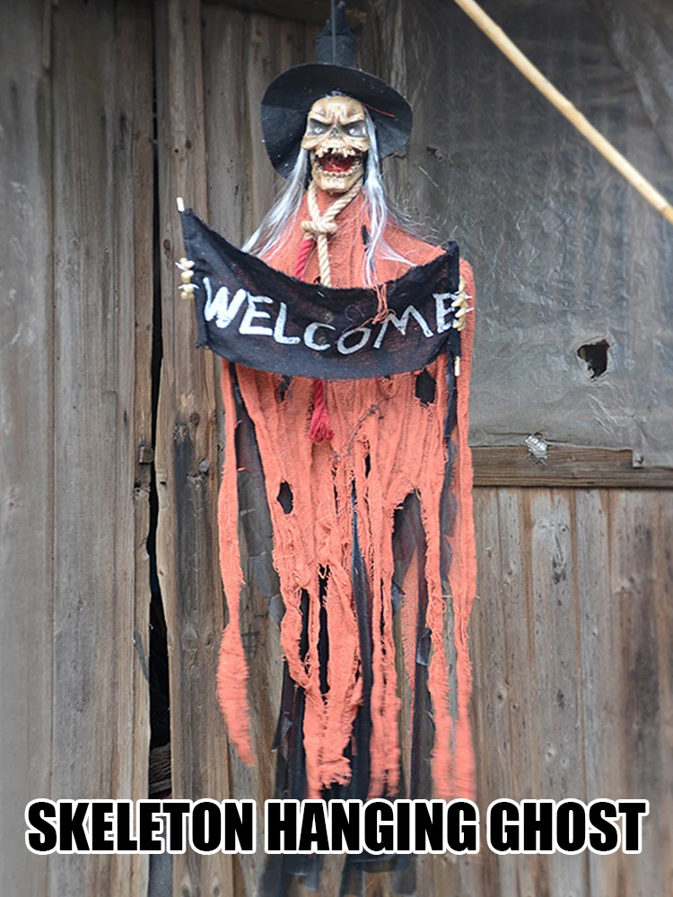 Halloween Hanging Ghost Electric Voice Control Grim Reaper Props Haunted House Bar Club Party Decoration Accessories Orange | Дом и сад