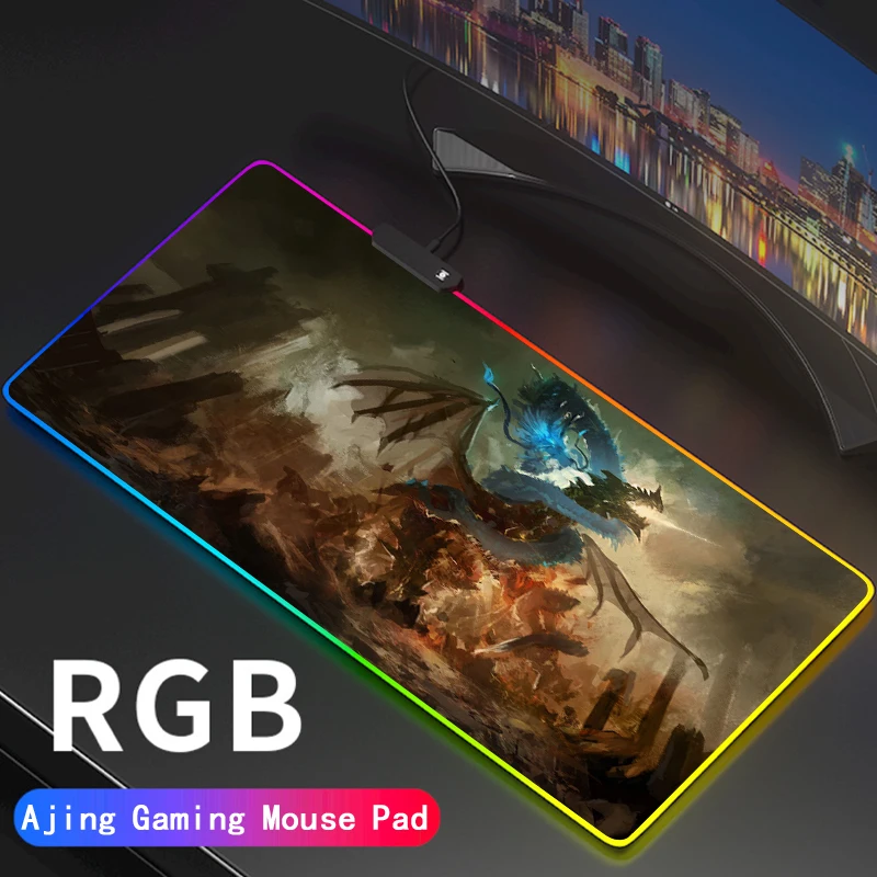 

Аксессуары для ПК Dragon RGB, светодиодный коврик для мыши, игровые коврики, геймерский коврик с подсветкой, большой коврик для мыши, Настольная ...