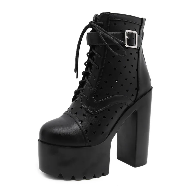 Ботинки вечерние шнуровке с круглым носком на резиновой подошве | Обувь