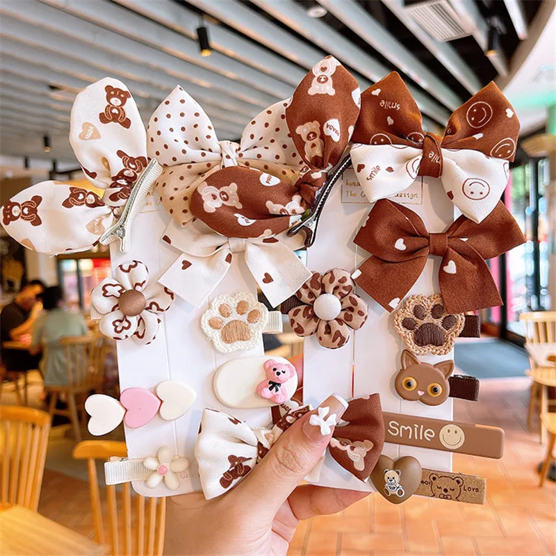 

9/10PCS Hair Clip Set Baby Bow Hairpins for Girls Hair Accessories Girls Barrettes Flower Cartoon Hair Clips for Girls