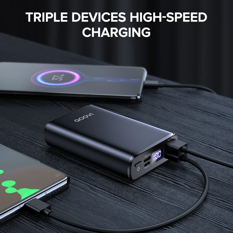 Портативное зарядное устройство Mini Power Bank 10000 мАч USB C быстрая зарядка внешний