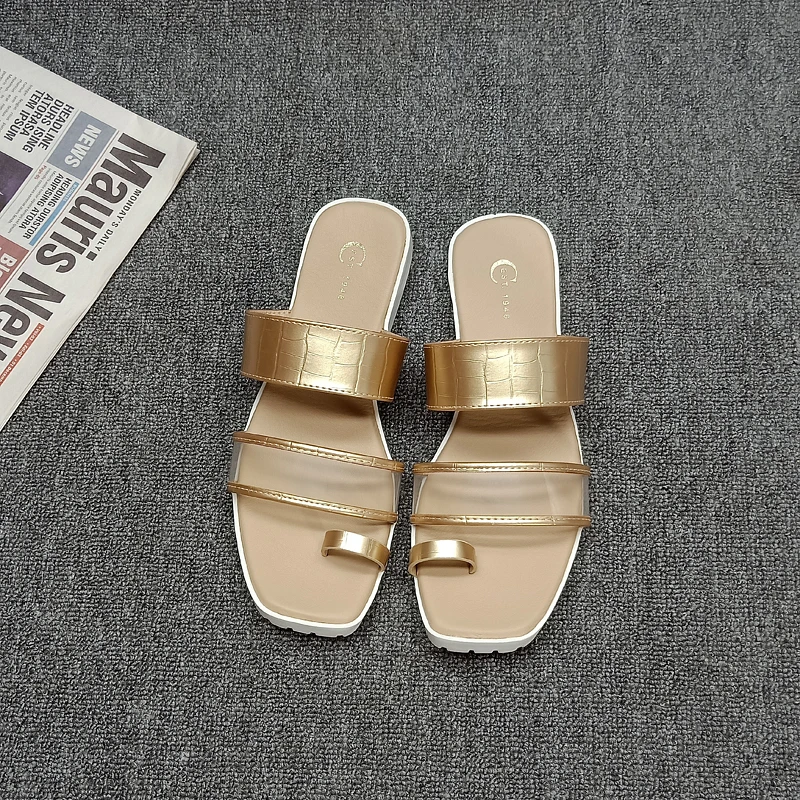 

Shoes Big Size Ladies' Slippers Rubber Flip Flops Slipers Women Low Hawaiian Summer 2021 Flat Soft Slides Rome PU Basic Shoes Wo