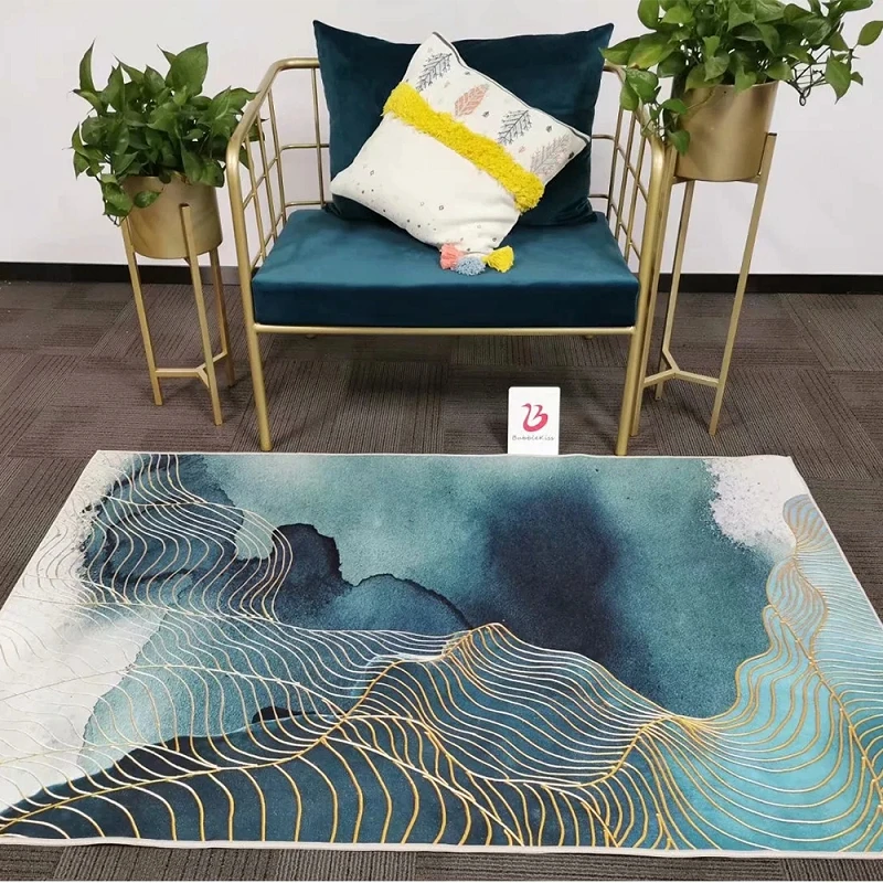 Ковры из полиэстера с изображением воздушных поцелуев для гостиной золотая