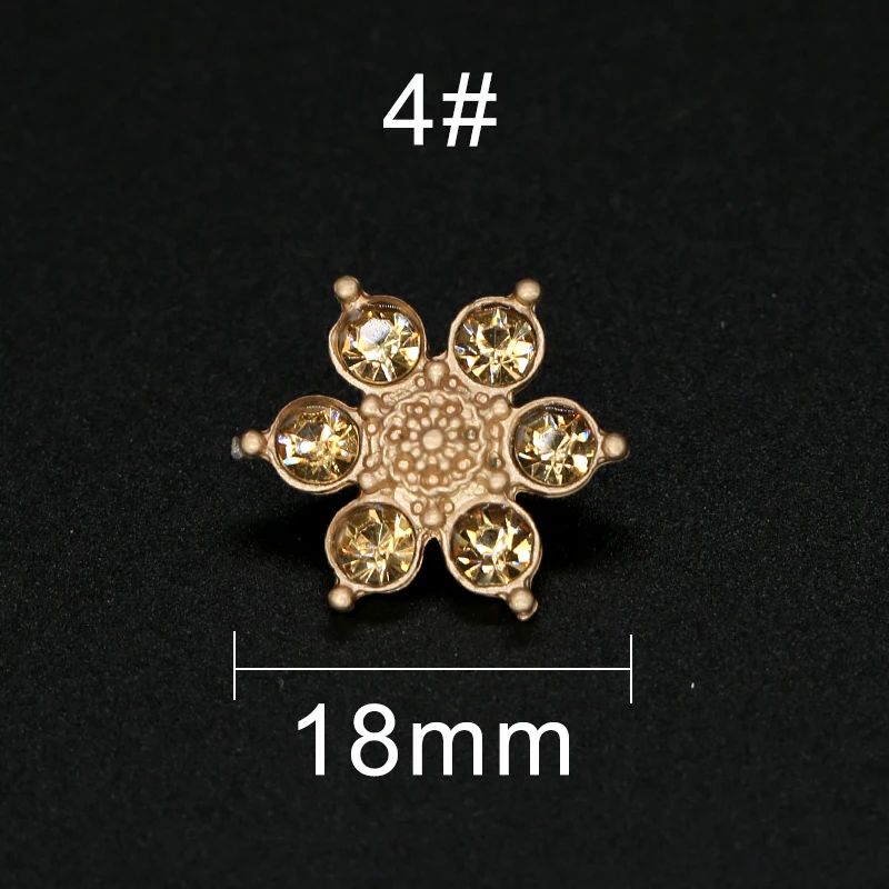 6 шт. цветочных пуговиц жемчужное золото металл бриллианты декоративная одежда