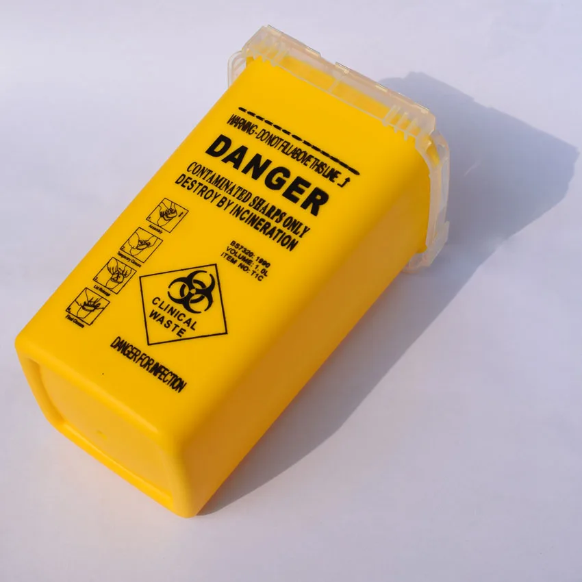 1Л емкость Шарп контейнер медицинские Иглы Bin Biohazard иглы для пирсинга избавление