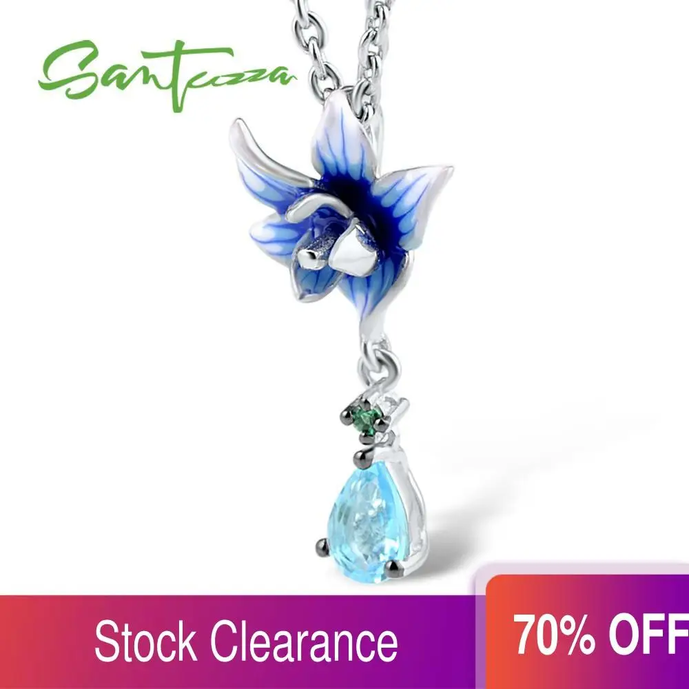 Rainmarch 925 стерлингового серебра кулон для женщин Элегантный синий украшение в