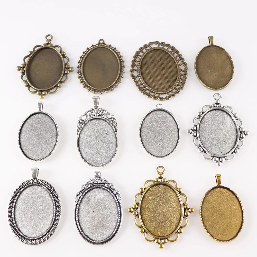 2 шт. Овальный внутренний размер 30*40 мм Античное золото и серебро DIY кулон