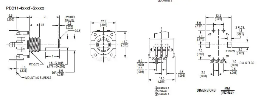2 шт./партия Мехико PEC11 4220F S0024 кодировщик с 24 20 мм длинные оси позиционирования