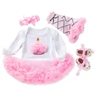 Новогодние костюмы для новорожденных 4 шт.компл. детская одежда Вечерние дня рождения хлопковые ромперы с цветочным принтом Комбинезон для младенцев наряд принцессы для девочек