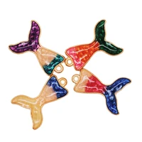 20pcslot enamel mermaid flat back charm pendants for diy decoration earrings keychains fashion jewelry accessories