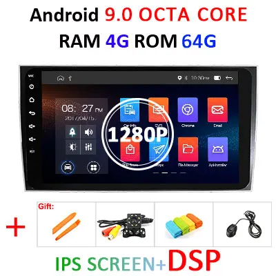 9 ''4G+ 64G 8 ядерный Android 9,0 2 Din Автомобильный мультимедийный плеер dvd gps для Porsche Cayenne 2003-2010 Cayenne GTS Автомагнитола DAB obd2 - Цвет: 4G 64G IPS DSP AHD
