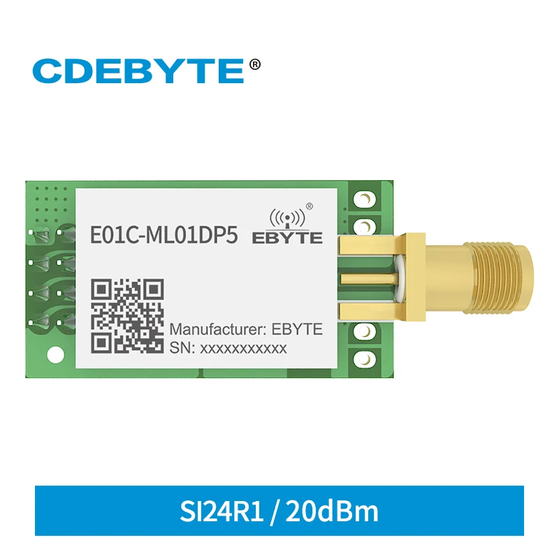 

E01C-ML01DP5 Si24R1 2.4GHz 20dBm 100mW RF Wireless Module PIN to PIN PA LNA SPI Interface DIP Package SMA-K Antenna Smart Home