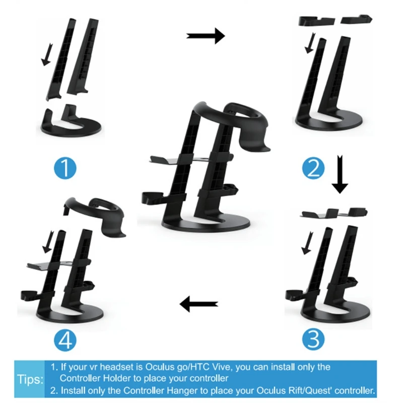 

L93A For Oculus Quest 2 VR Headset and Wireless Controller Accessories VR Stand Holder Storage Rack Set