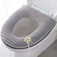 universal warm waterproof toilet seat cover comes with handle wc mat set toilet cup protector household bathroom accessories