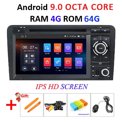 8 ядерный 4G 64G Android 9,0 2 Din автомобильный DVD gps для Audi A3 8P S3 RS3 Sportback 2011 Автомобильный мультимедийный плеер стерео радио wif obd2 dvr - Цвет: 4G 64G IPS