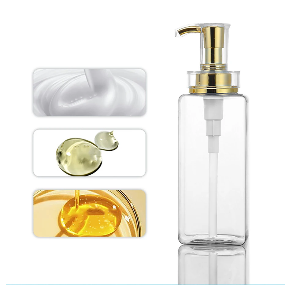 Прозрачная квадратная многоразовая бутылка для мыла шампуня кондиционера 300/500/750