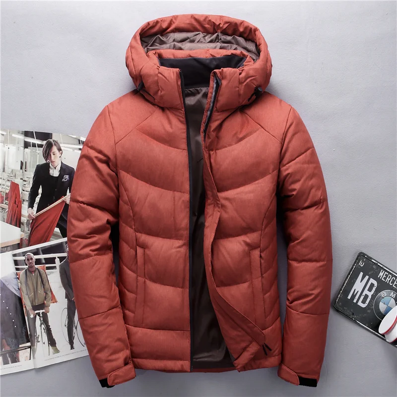 

Men Winter Thick Cold Simple Loose Hooded White Duck Down Jacket Man Casual Windbreaker Thick Warm Parka Down Outwear Coat
