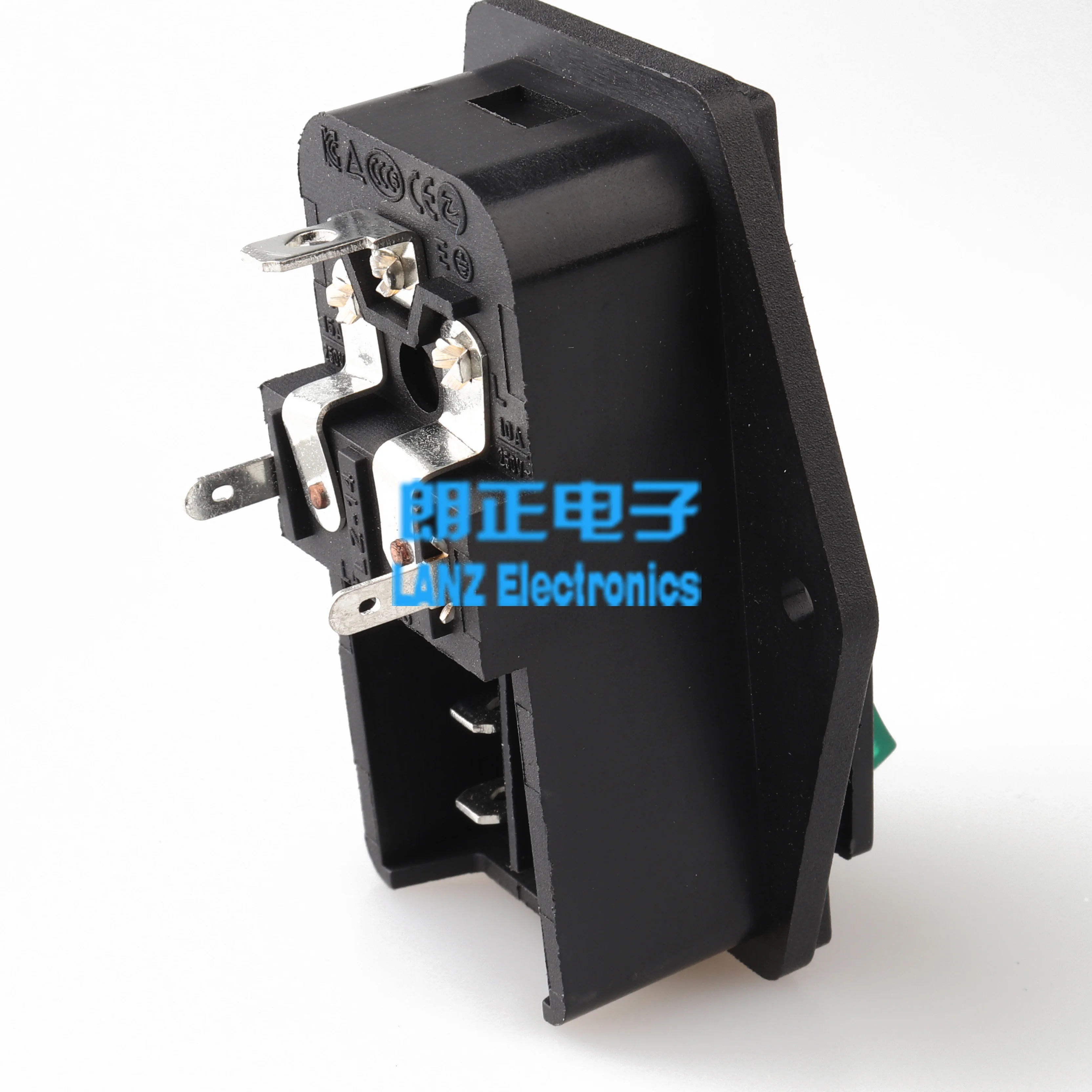 LZ-14-F10 розетка переменного тока с двойным предохранителем и черным выключателем