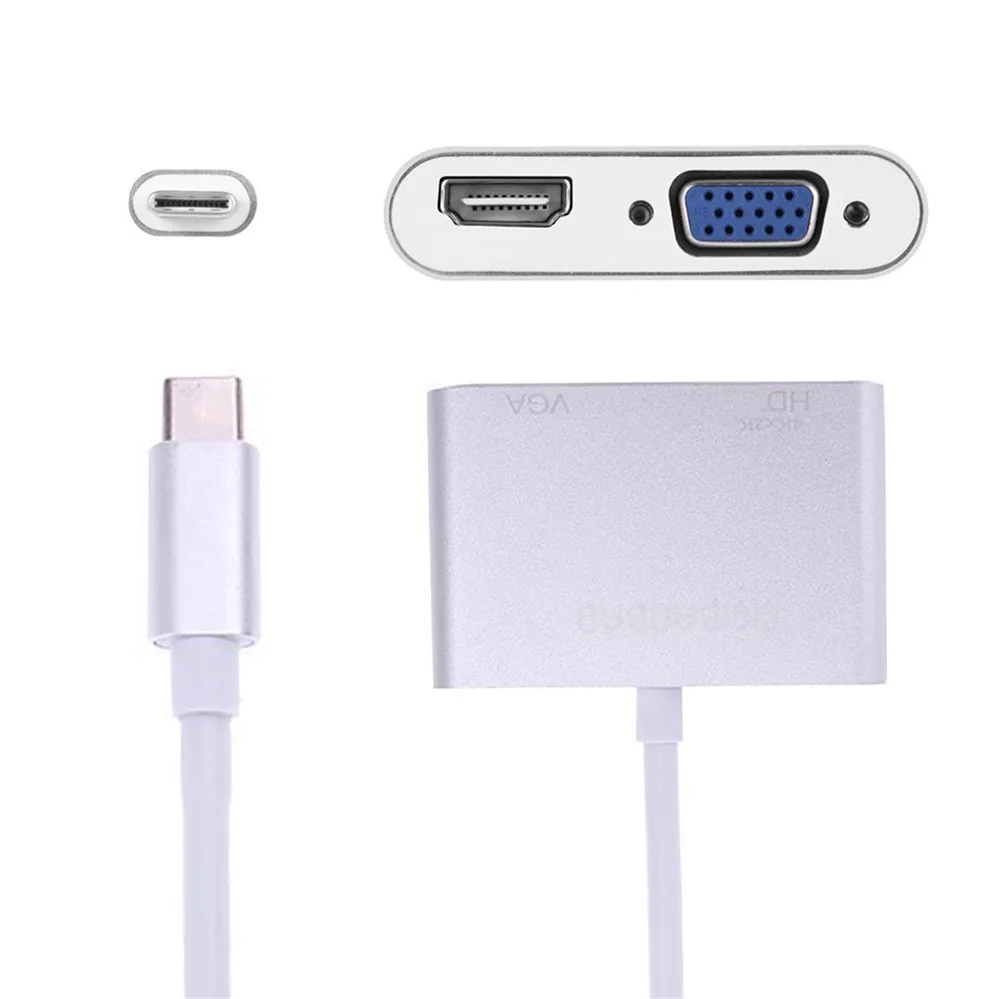 Адаптер CablesUSB- C-HDMI VGA адаптер 2 в 1 USB 3 Type C-VGA HDMI 4K двойной чехол кабель для ноутбука и