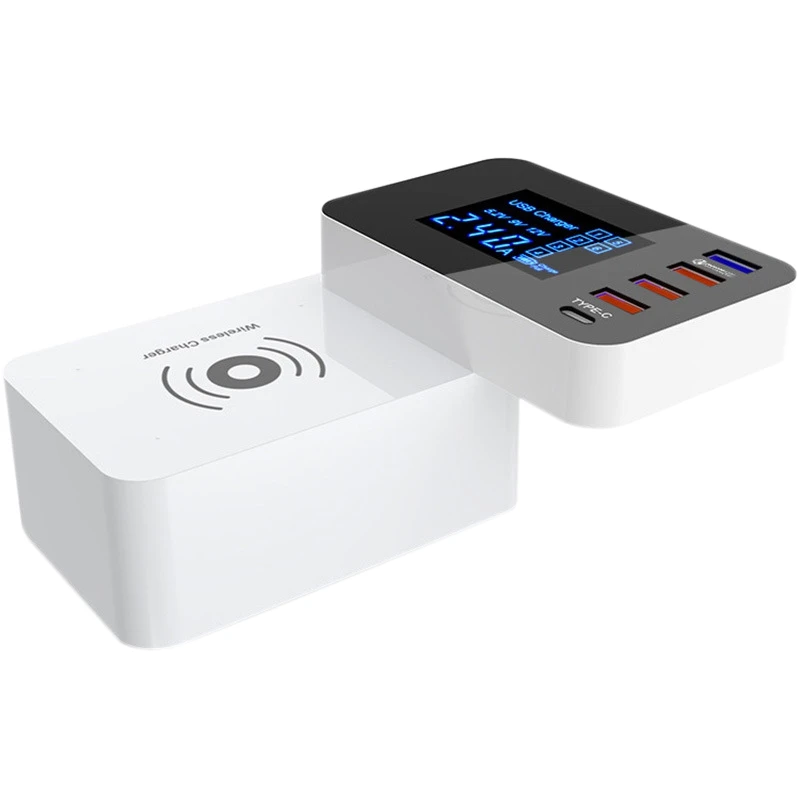 

Беспроводное зарядное устройство USB + QC3.0 + Type-C, многофункциональное зарядное устройство светодиодный светодиодным дисплеем для планшета ...