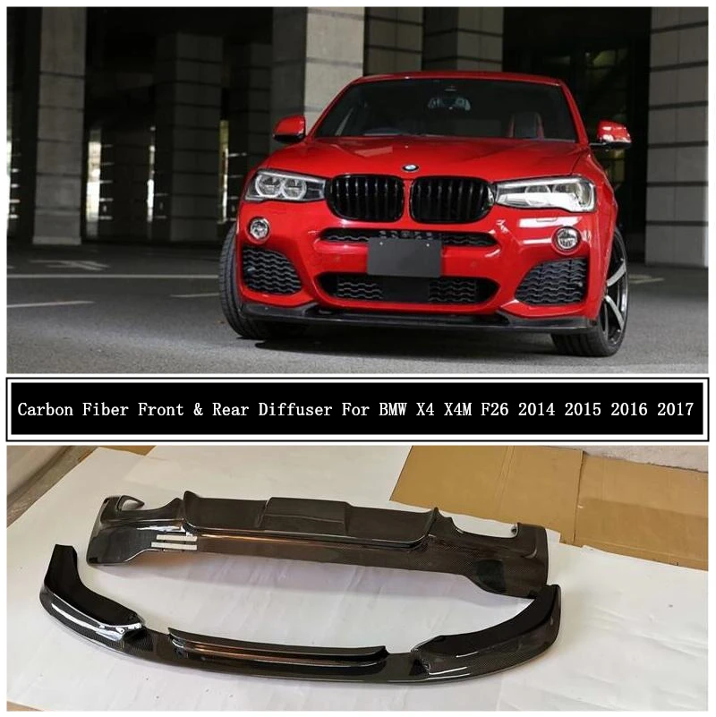 Для BMW X4 X4M F26 2014 2015 2016 2017 углеродное волокно передний задний бампер диффузор