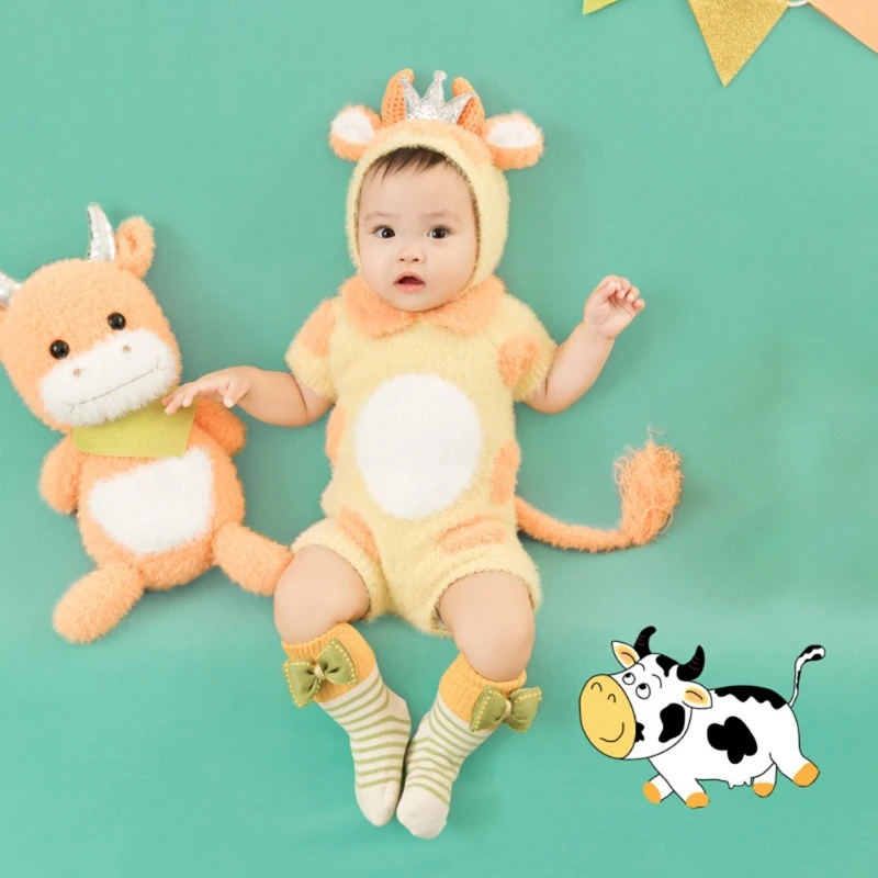 

3/5 Pcs Baby Cotton Hat Romper Socks Doll Banner Pull Flag Newborn Photography Props Outfits Infants Photo Shooting Accessories