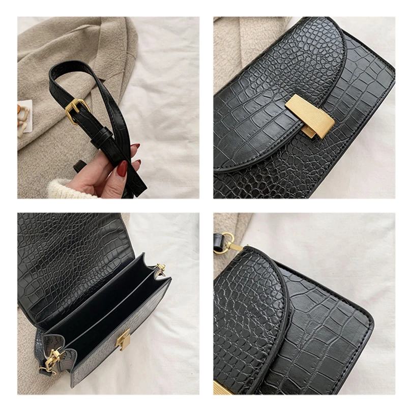 

2020 Fashion Stone Flap Woman PU Leather Shoulder Bag Versatile Hasp Crossbody Purses And Luxury Handbags Women Bags Designer