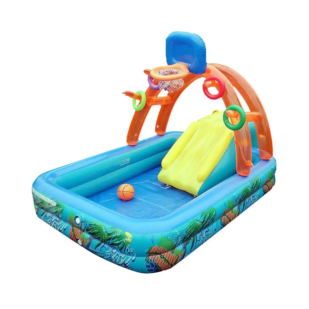 

Hot Sale Multifunction Inflatable Splash Paddling Pool Swimming Spray Game Pool With Slide For Kids Children