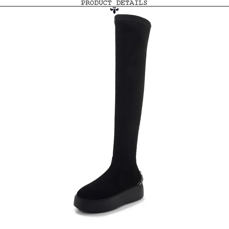 ZVQ winter newest fashion over knee boots outside comfortable high heels platform crystal kid suede women shoes drop shipping