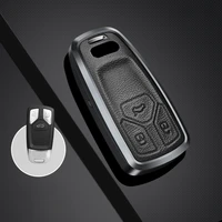 leather car key case cover shell for audi a4 b9 a5 a6l a6 s4 s5 s7 8w q7 4m q5 tt tts rs cover accessories car key protection
