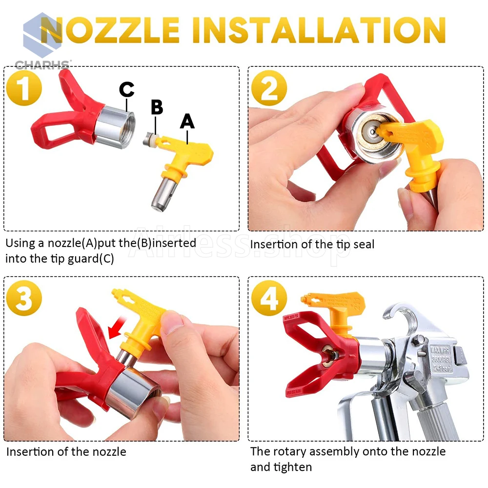 

Airless sprayer Tips 109/111/115 yellow nozzle for Airless Paint Spray Guns and Airless Sprayer Spraying Machine Parts