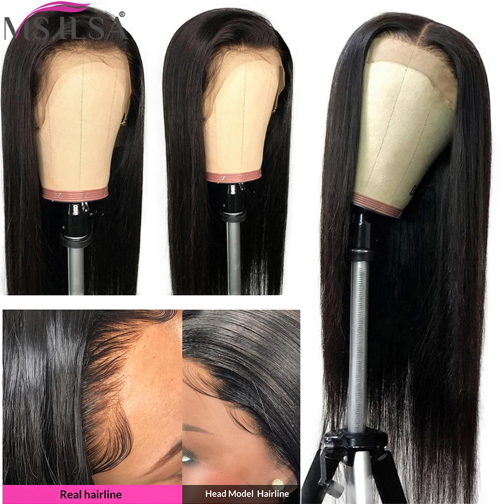 Бразильские 13х6 прямые кружевные передние парики черные женские человеческие