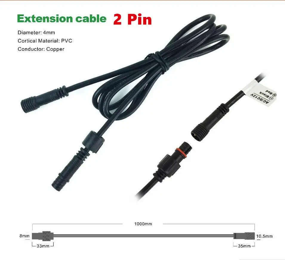 2 контактный водонепроницаемый коннектор адаптер винтовой замок электрический