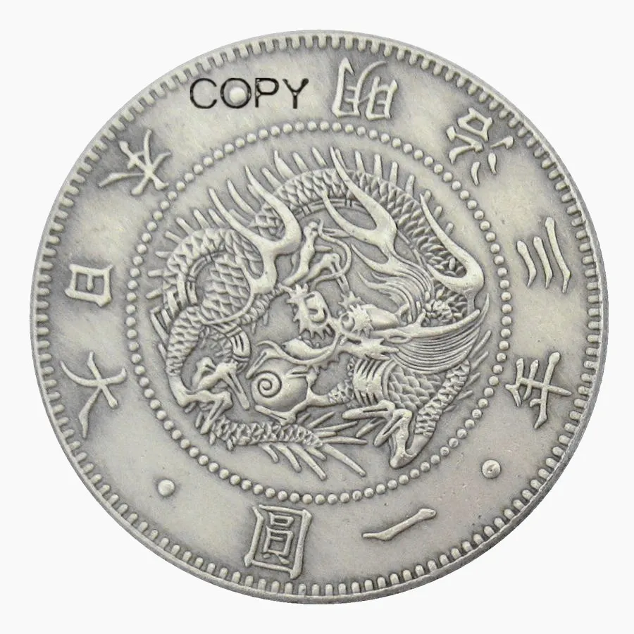 

JP(81), Япония, Азия, Meiji, 3 года, торговый доллар, Серебряная/позолоченная монета, копия