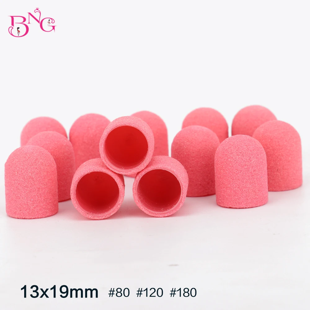 

13*19mm 50/100pcs Nail Drill bit Sanding Bands Block Caps Rubber Mandrel Grip Machine Milling Cutter for Manicure Pedicure Tools