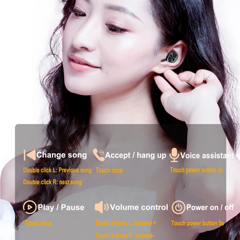 

Tws Bluetooth 5.0 Earphones Wireless Headphones Touch Control Stereo Headset Led Display Waterproof Fit All Smartphone