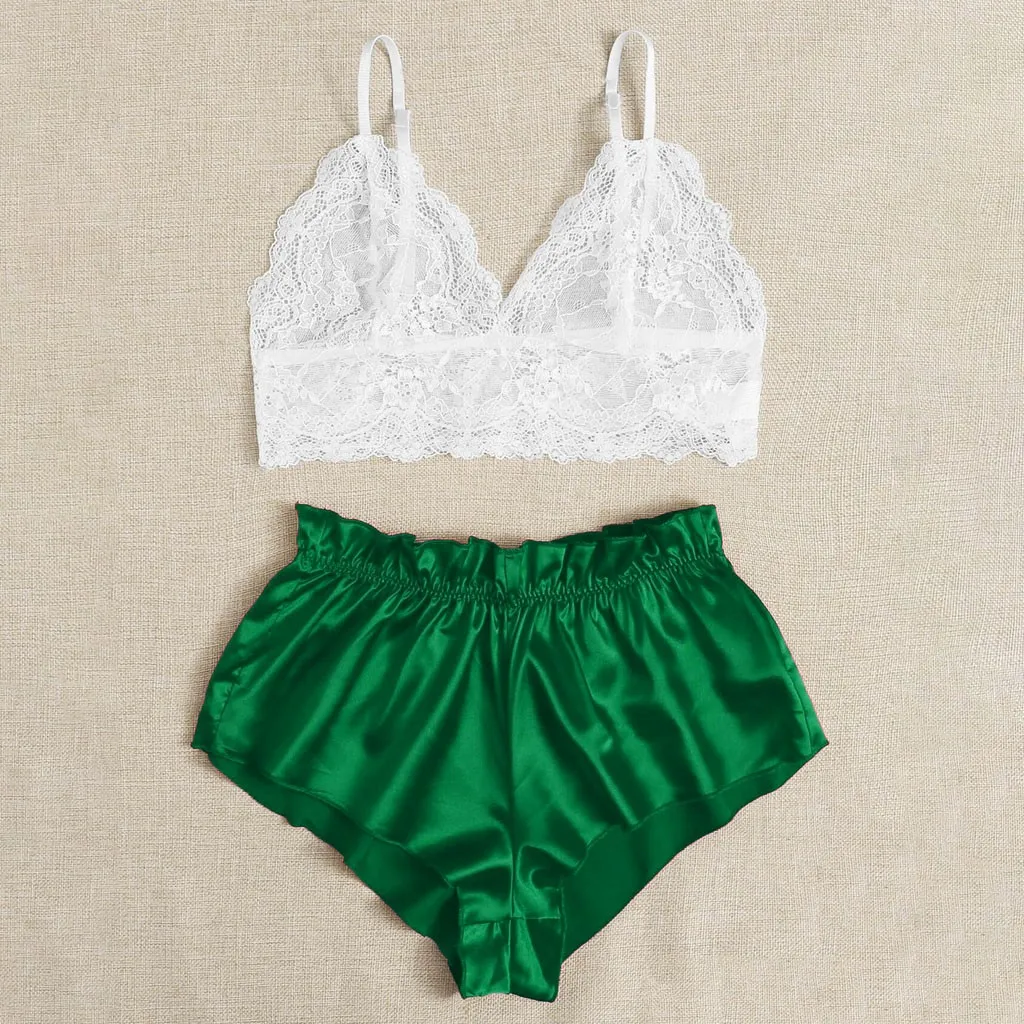 Satin lace pajamas 2 piece set comfortable and fashionable sexy silk summer skin-friendly пижама женская pijama 02* | Женская