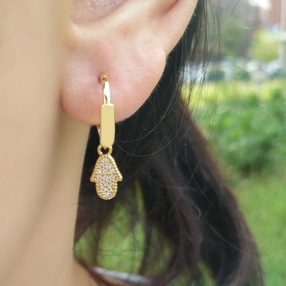 Женские Висячие серьги в уличном стиле с цирконием дешевые золотым наполнителем