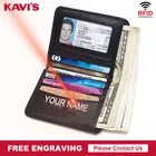 KAVIS мужские кошельки из 100% натуральной коровьей кожи с радиочастотной гравировкой, маленькое отделение для монет, мужской кошелек, черный мини кошелек с держателями для карт
