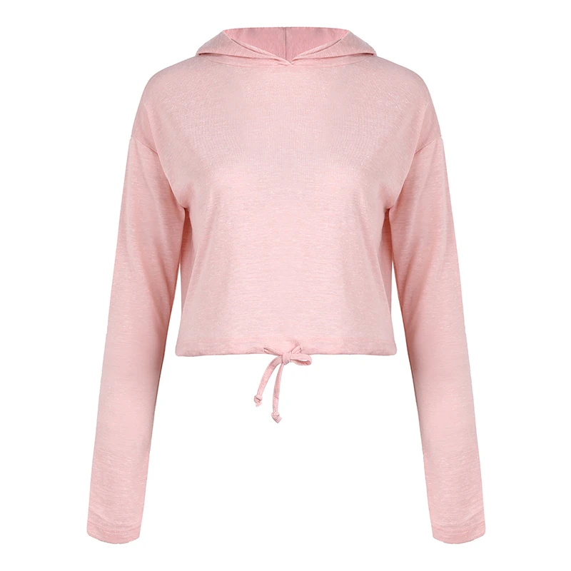 Annerun футболка с капюшоном женская спортивная блузка коротким пупком длинным