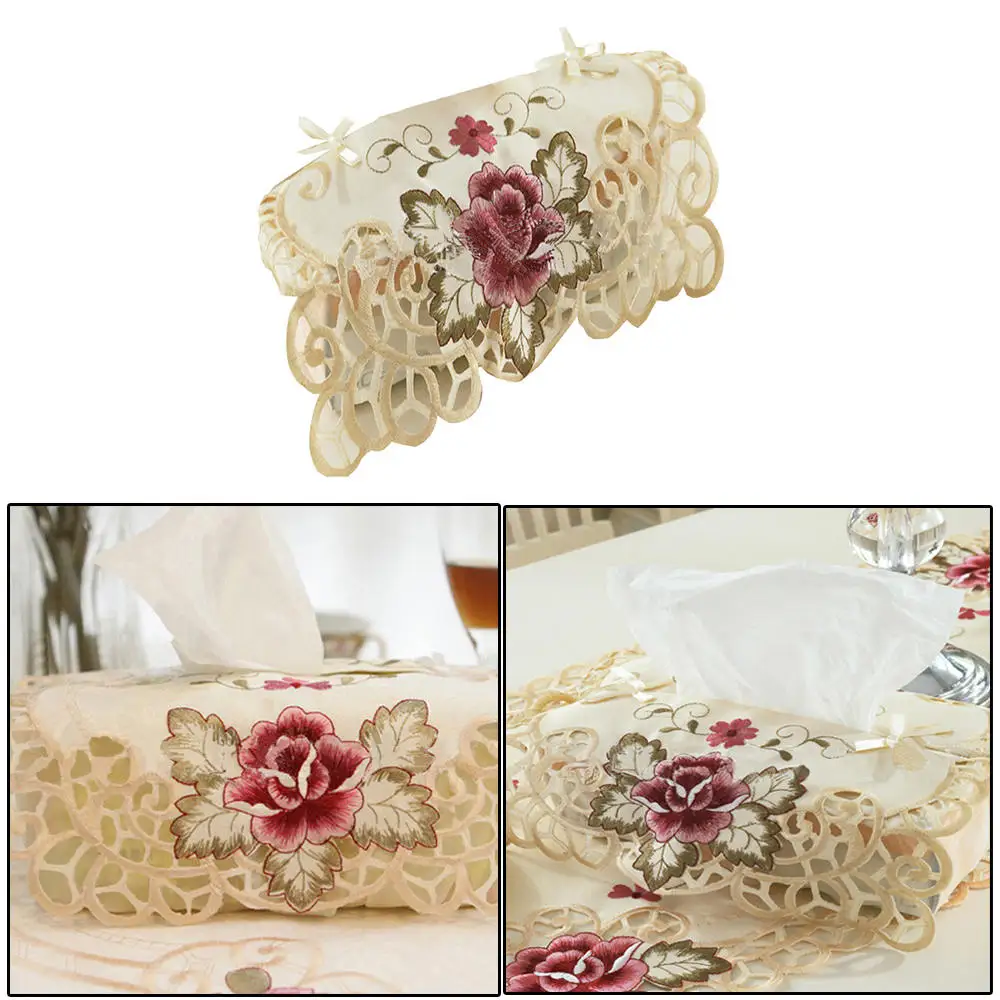 Вышитый кружевной чехол для салфеток автомобильной бумаги в винтажном стиле