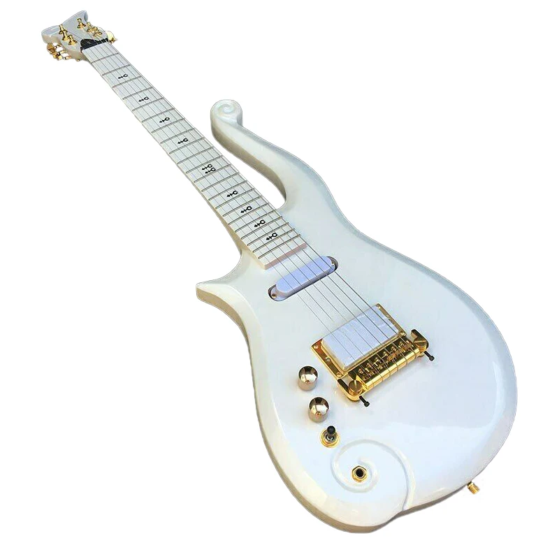 

Новая 6-струнная электронная гитара Prince Cloud LeftHanded, Высококачественная Золотая фурнитура, корпус из липы, белая отделка, Кленовая фингерборд