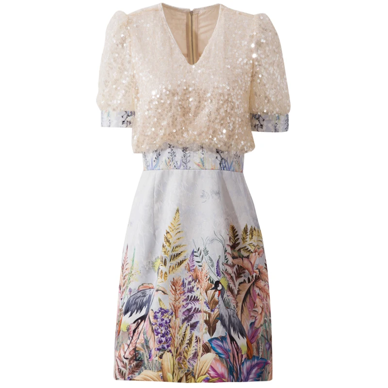 

Дизайнерское высококачественное летнее Новое Женское повседневное элегантное винтажное шикарное пикантное лоскутное платье мини с принт...