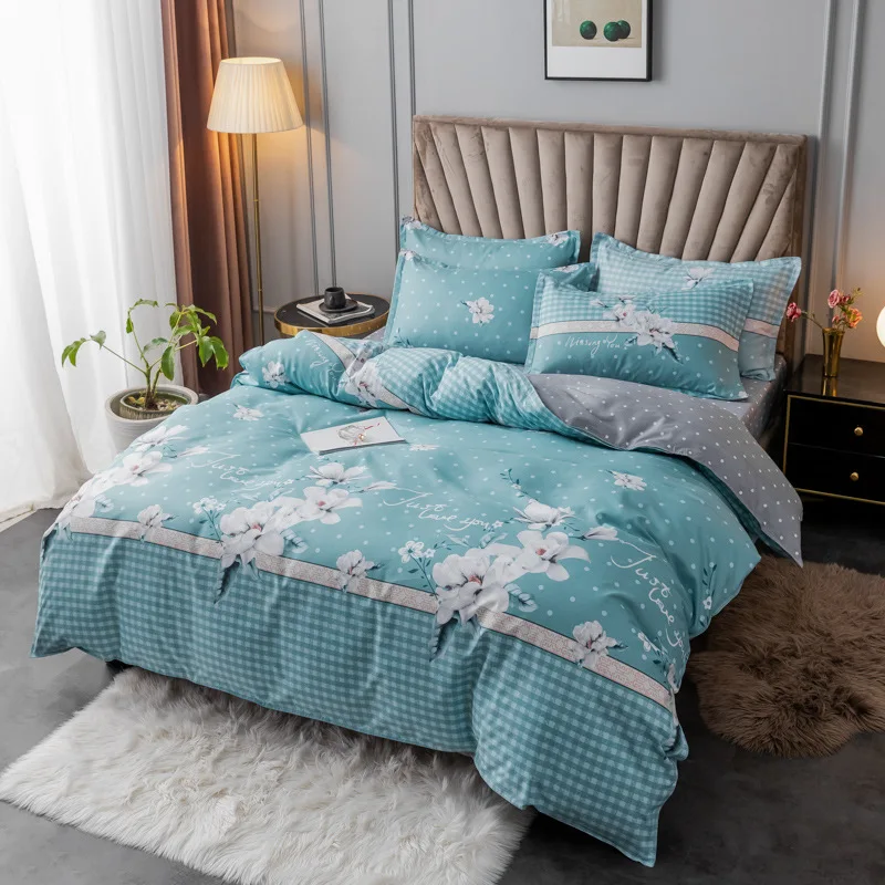 

Cute Print 4pcs Kid Bed Cover Set Cartoon Duvet Cover Adult Child Bed Sheets and Pillowcases Comforter Bedding Set