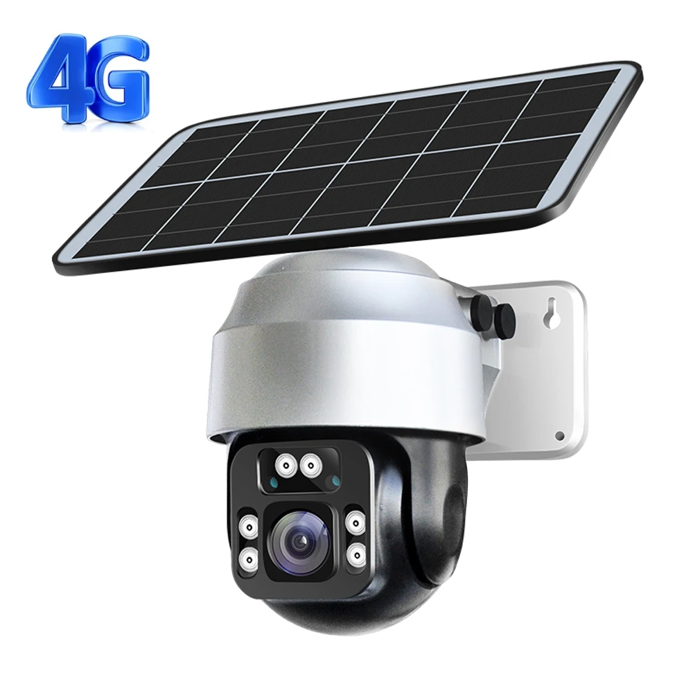 

4G Camera 1080P WiFi Solar Powered PTZ Camera Outdoor Wireless 2MP IP Camera Smart Security Monitor with Rechargeable Battery