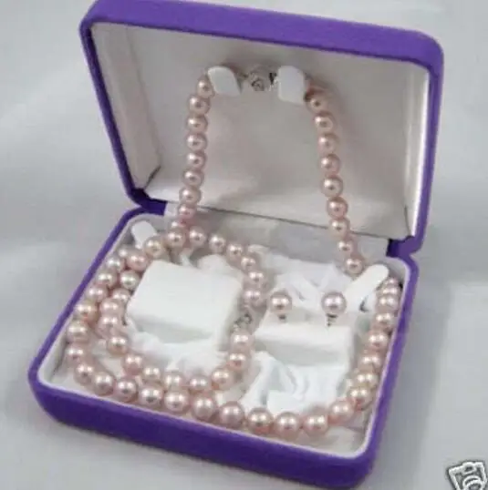 

NATURAL 7-8MM PURPLE freshwater PEARL NECKLACE BRACELET EARRING SET 3 orders