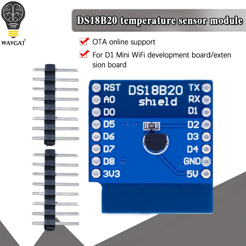 Модуль DS18B20 для D1 MINI модуль датчика измерения температуры WAVGAT d1 mini | Электронные
