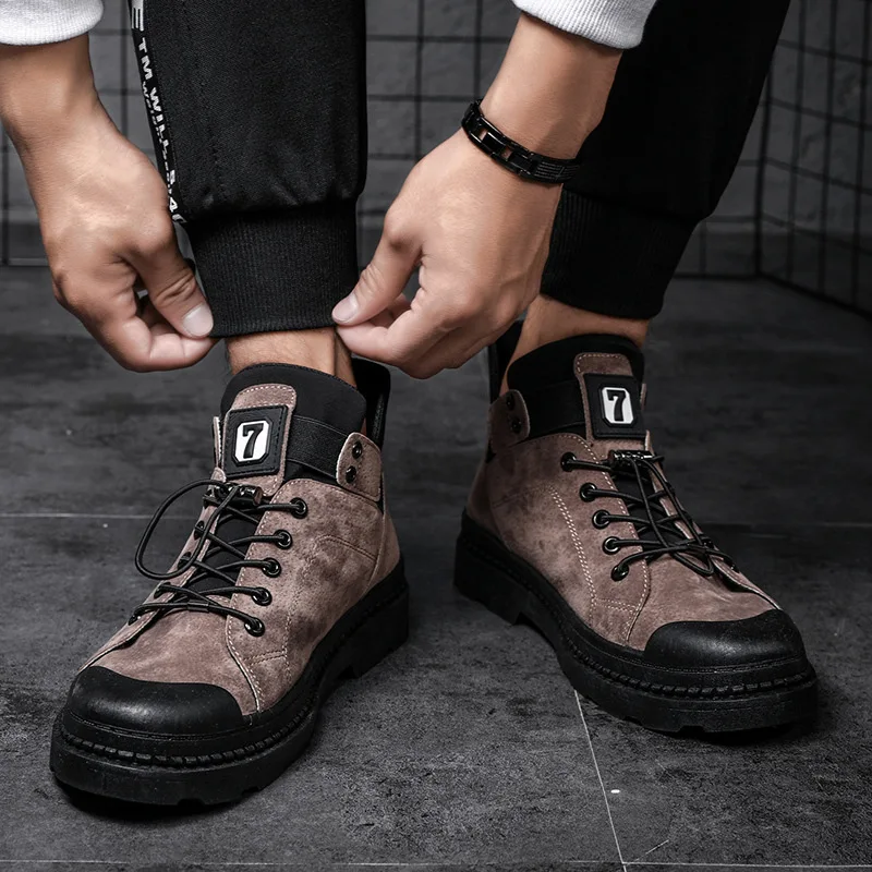 Мужские Водонепроницаемые ботинки из ПУ кожи Повседневная Теплая обувь